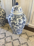 Large antique blue and white jar
