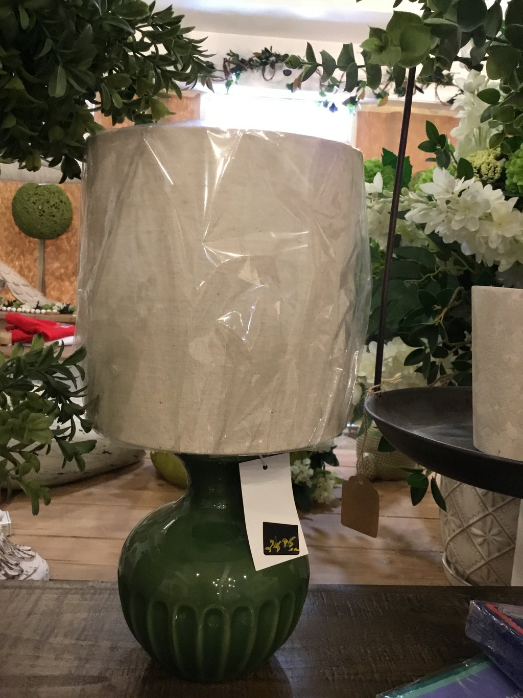 Small hunter green lamp
