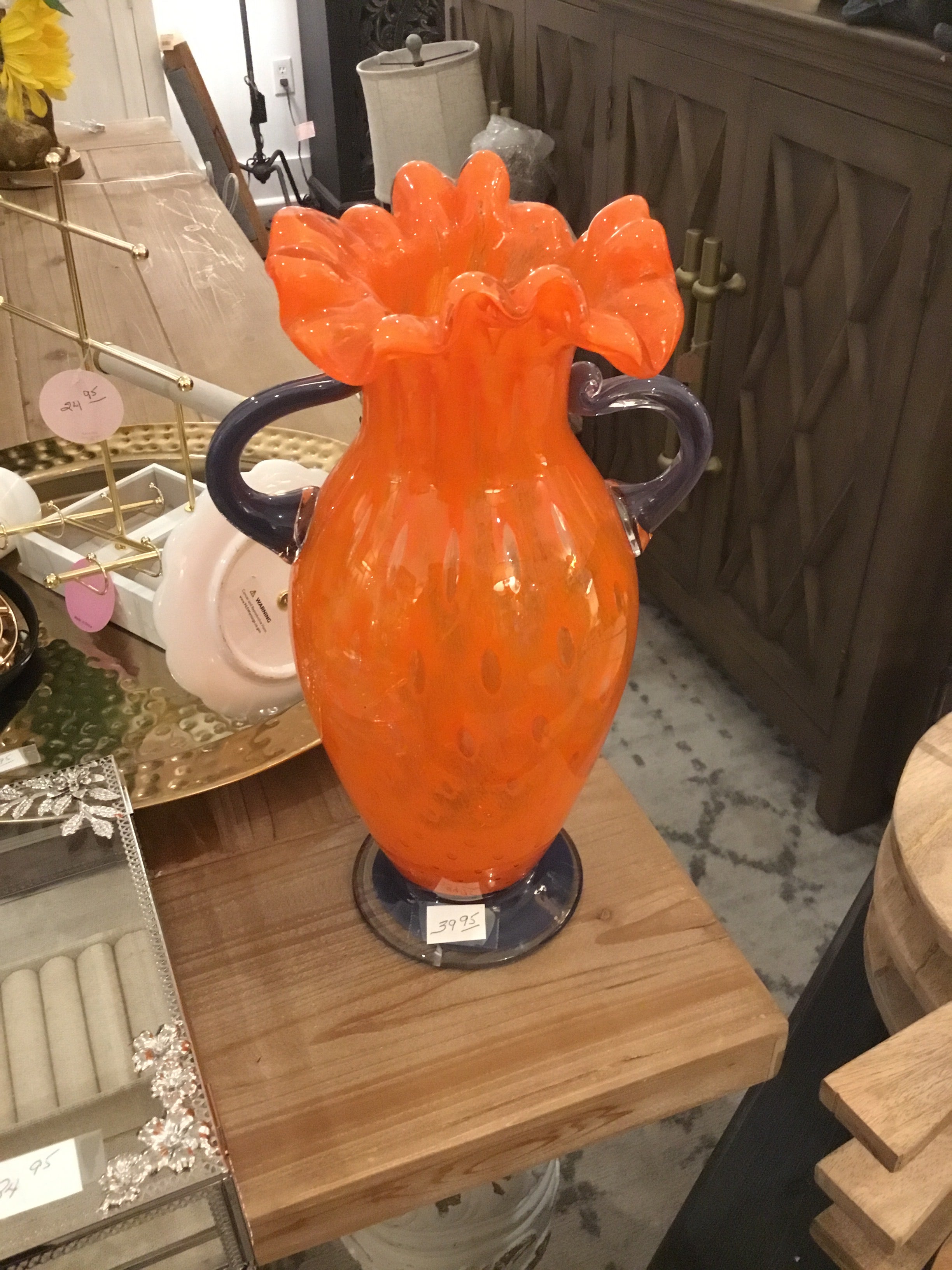 Orange glass vase