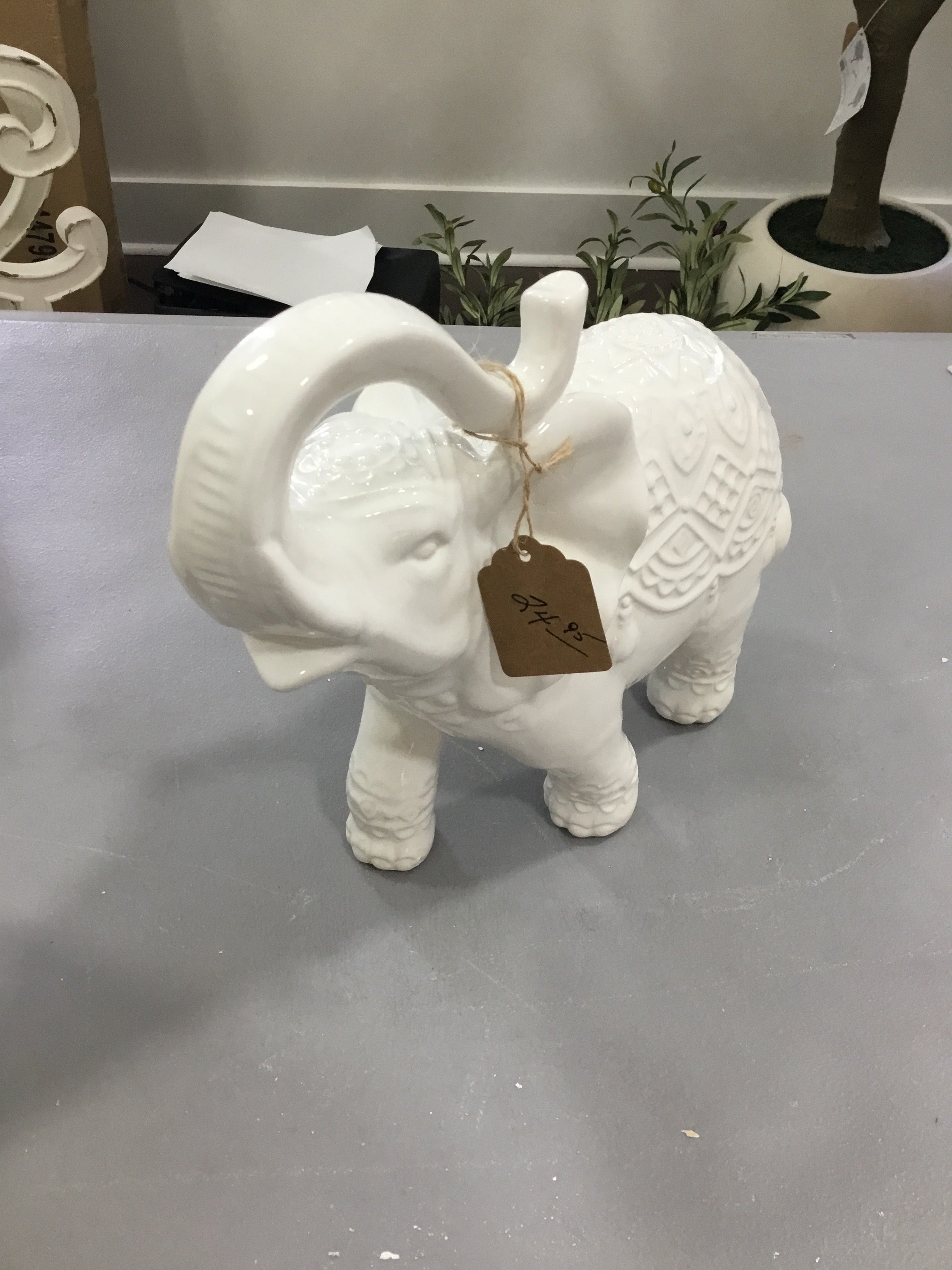 White elephant with design statue