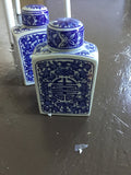 Small antique blue and white jar