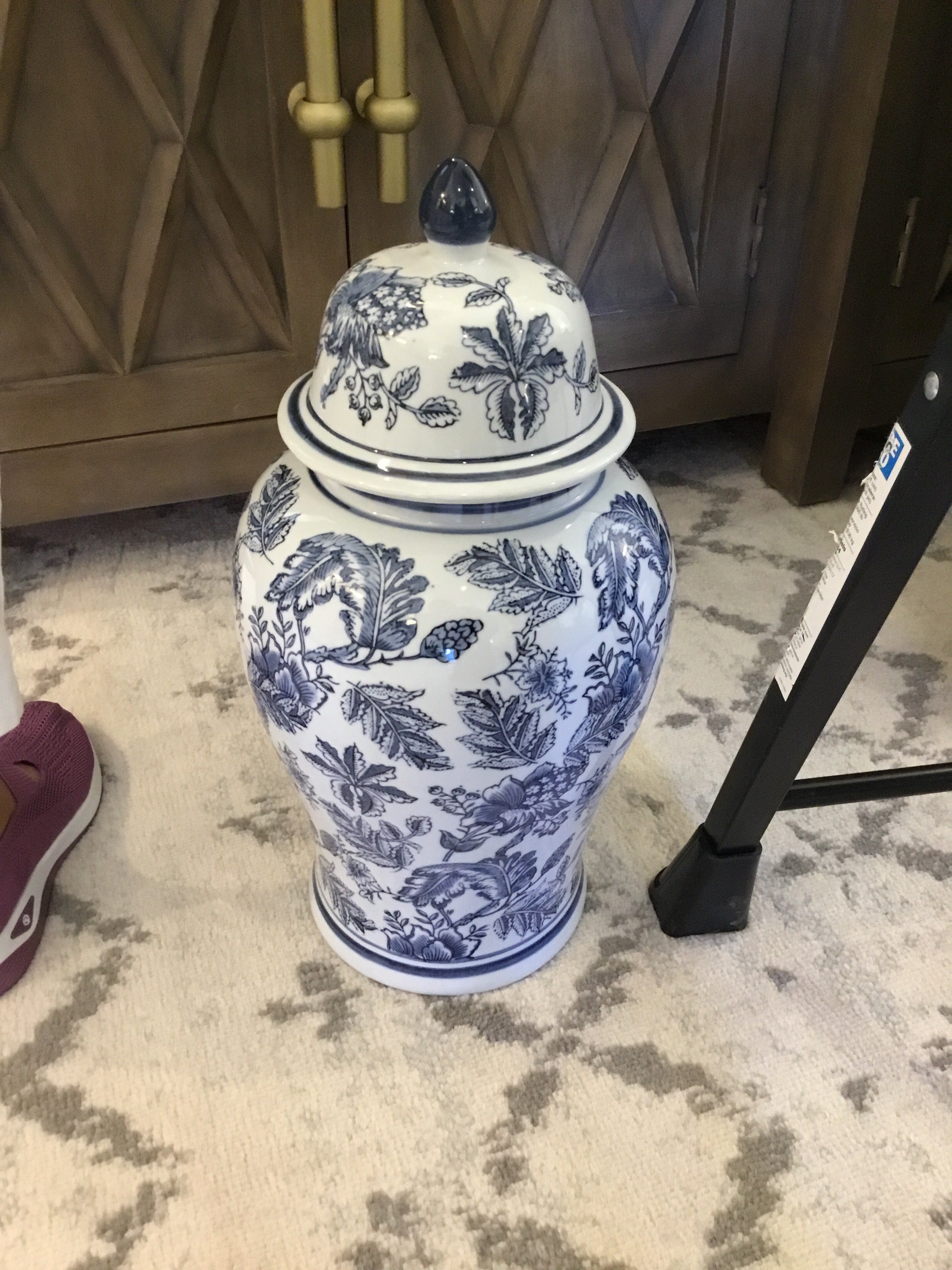 Medium antique blue and white jar