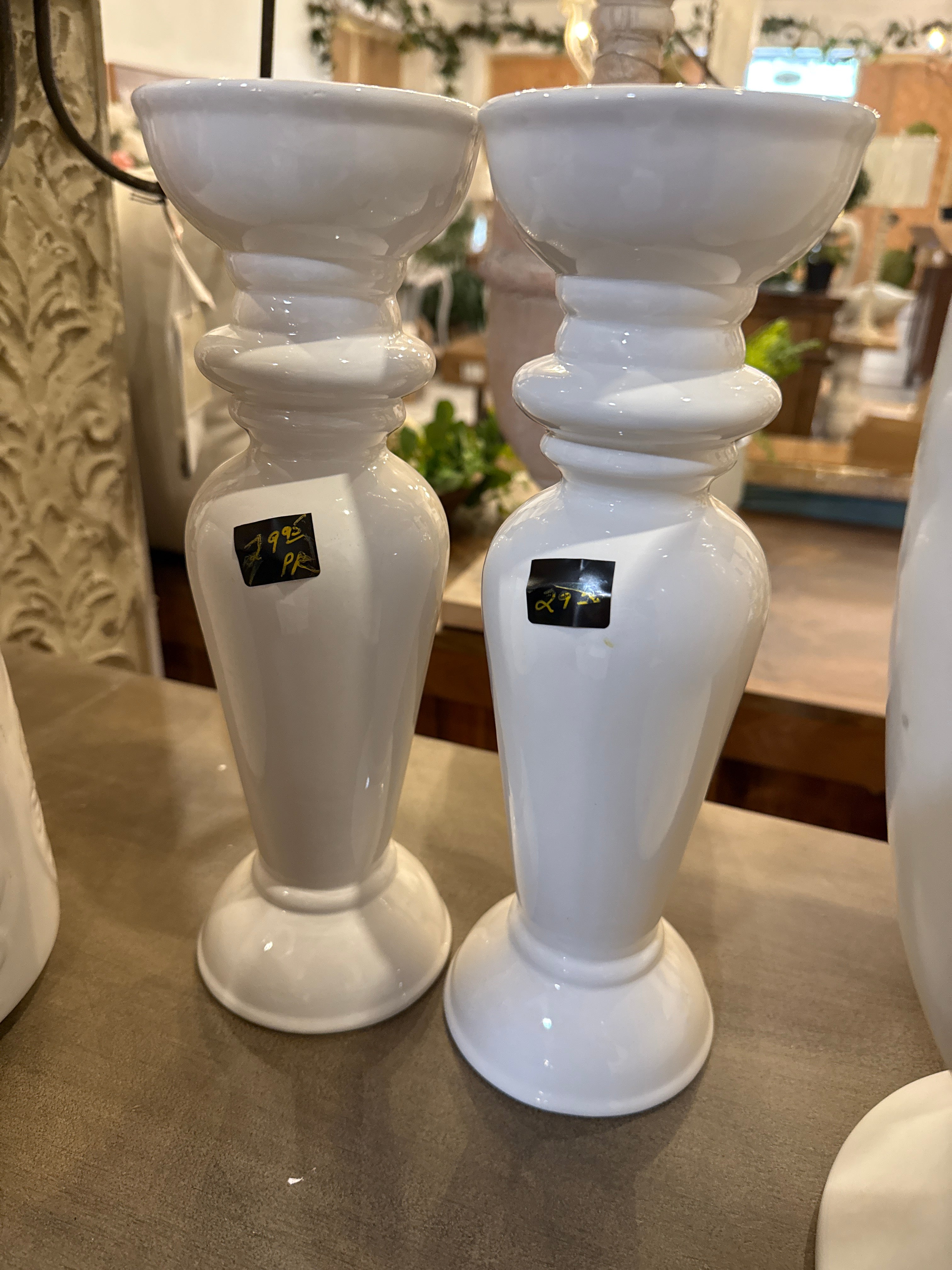 White candle sticks