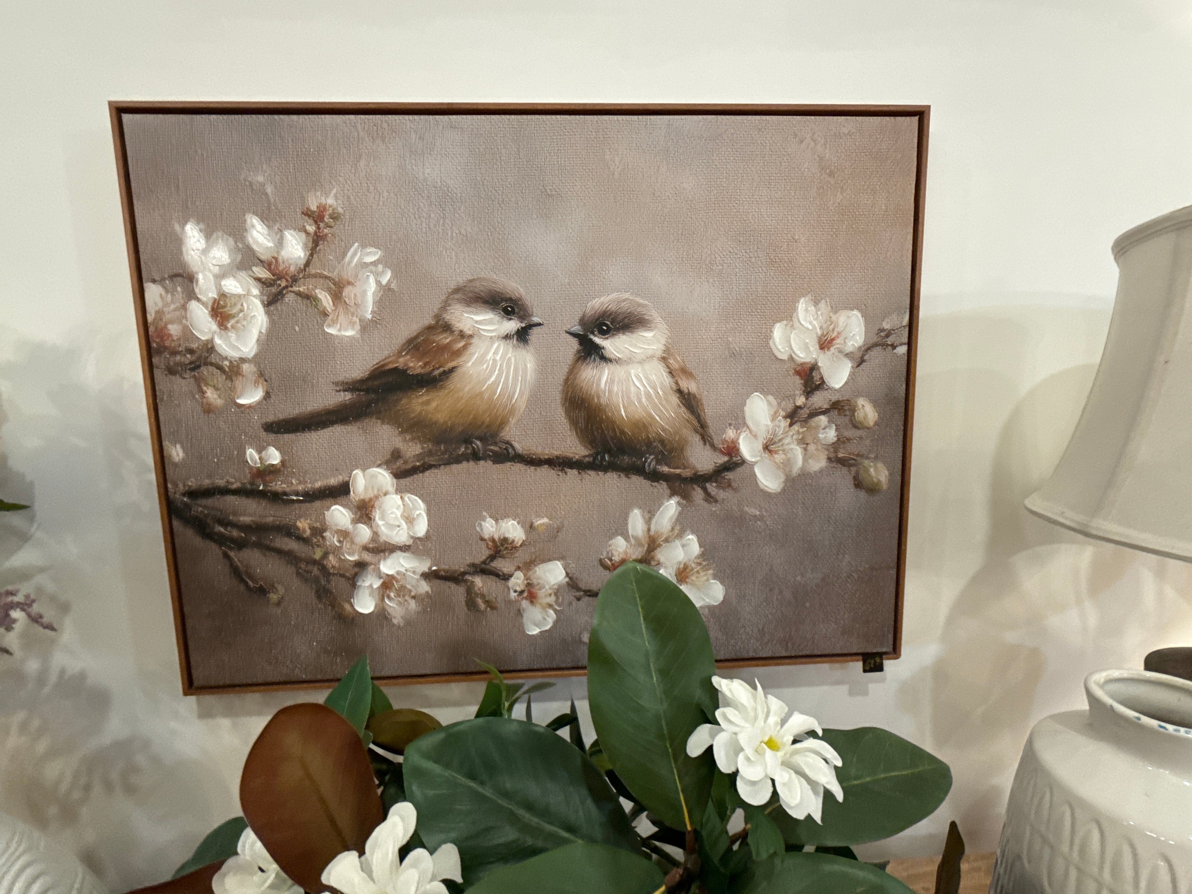 Birds in wooden frame