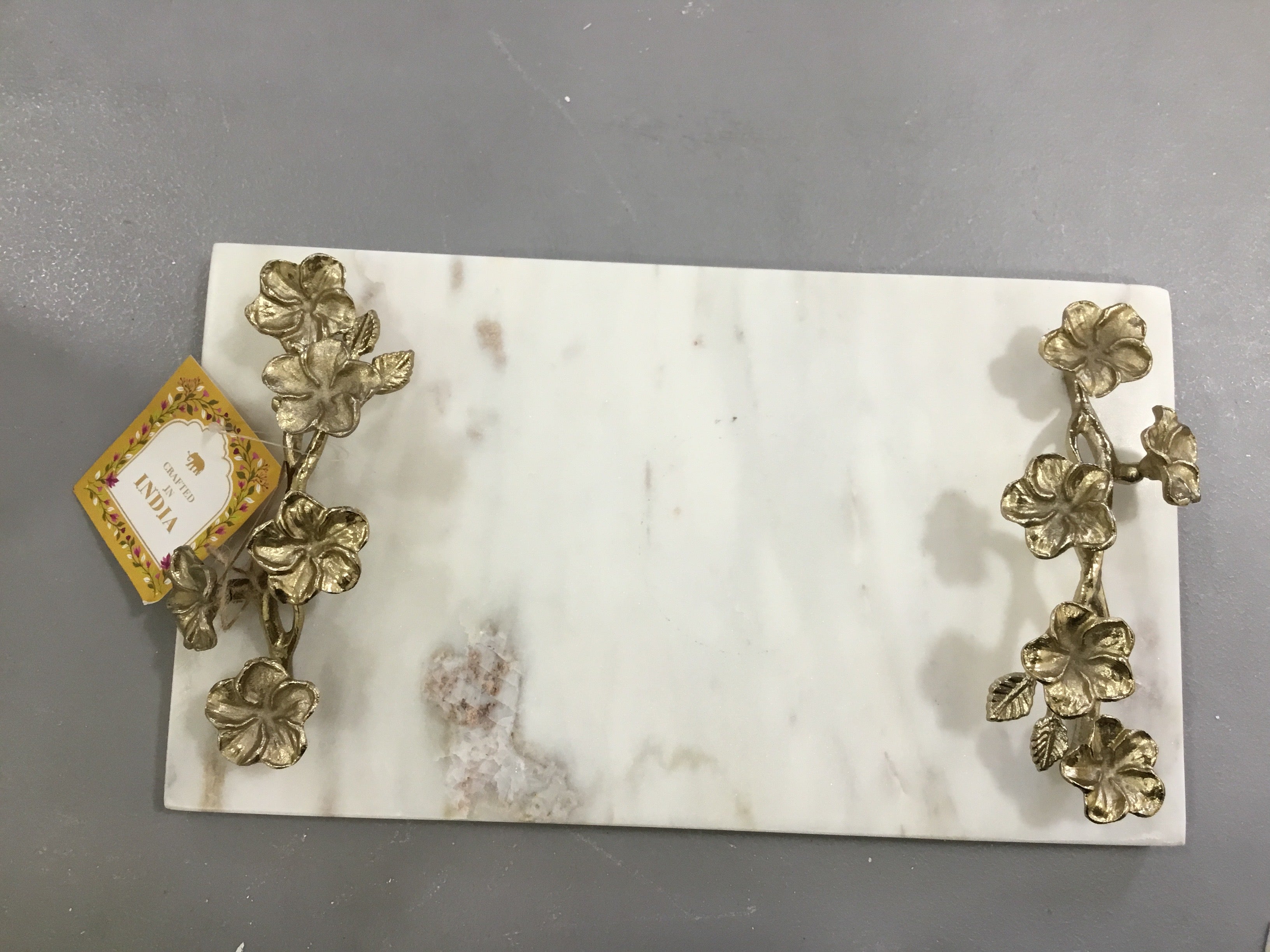 Crafted in India marble tv tray