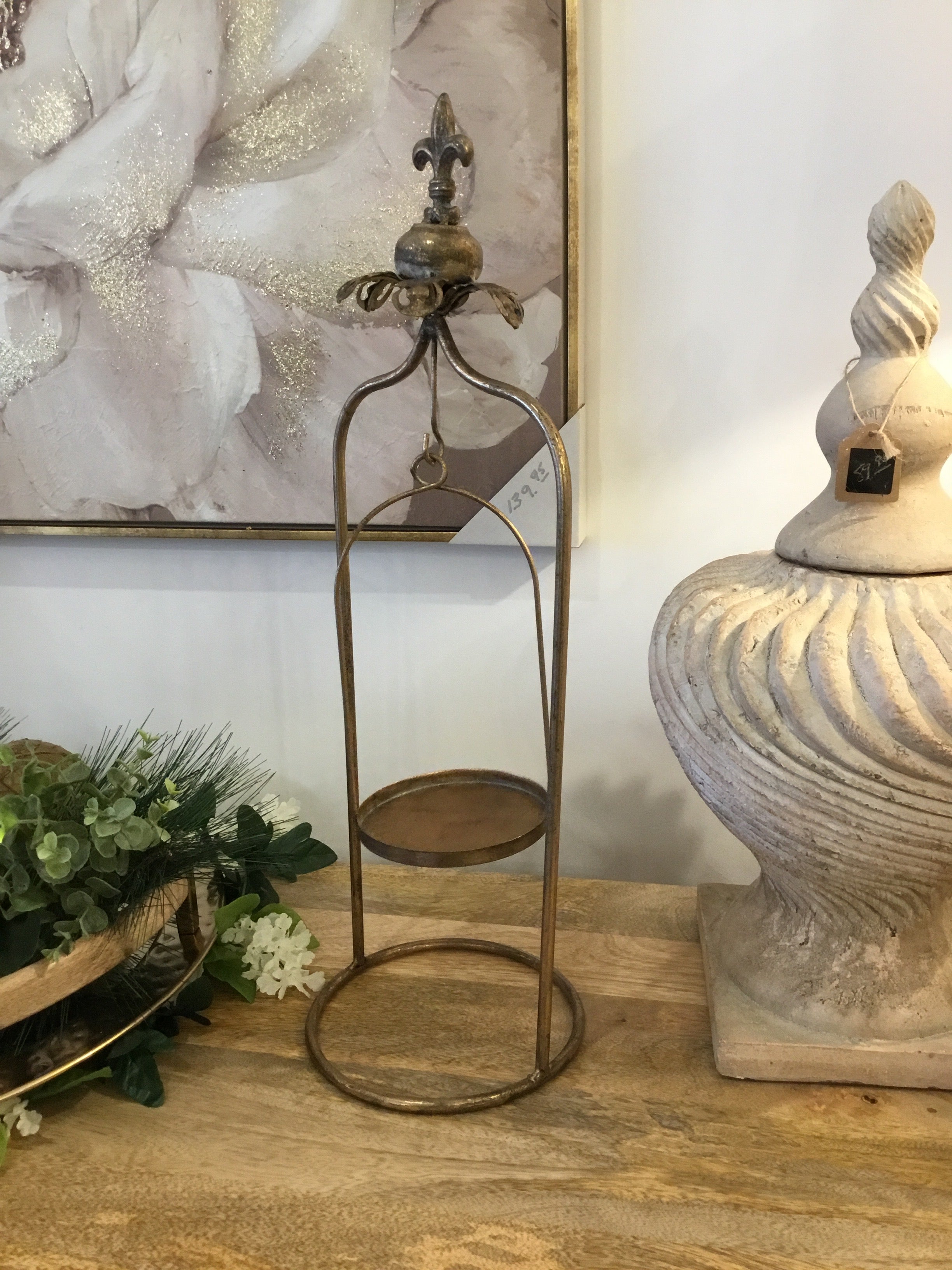 Gold hanging candle holder