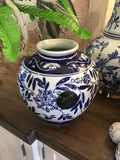 Antique blue and white pot