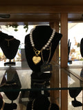 Gold heart w/ pearl necklace