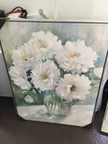 Arch mantle white flower vase painting