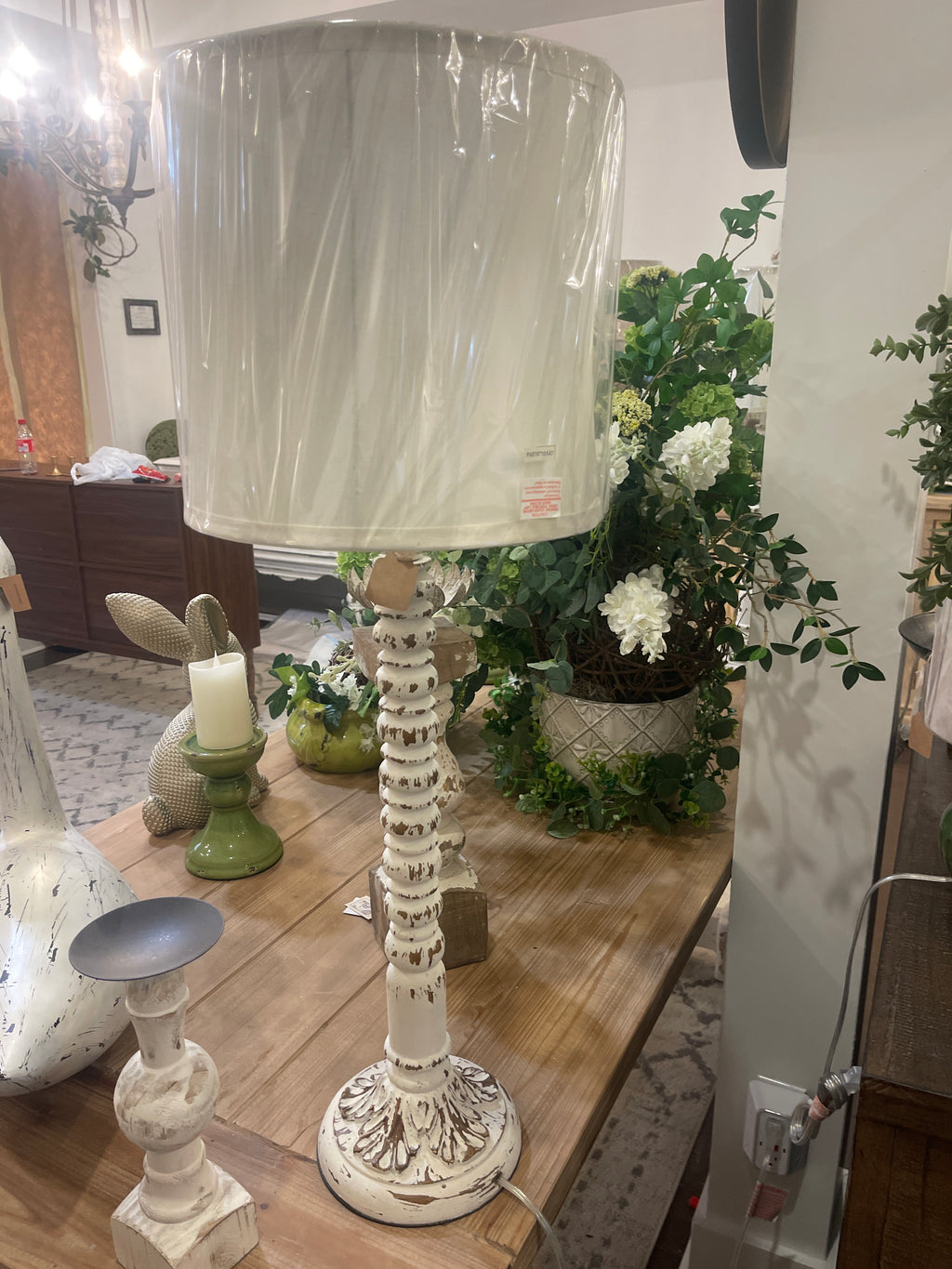 Distressed white lamp