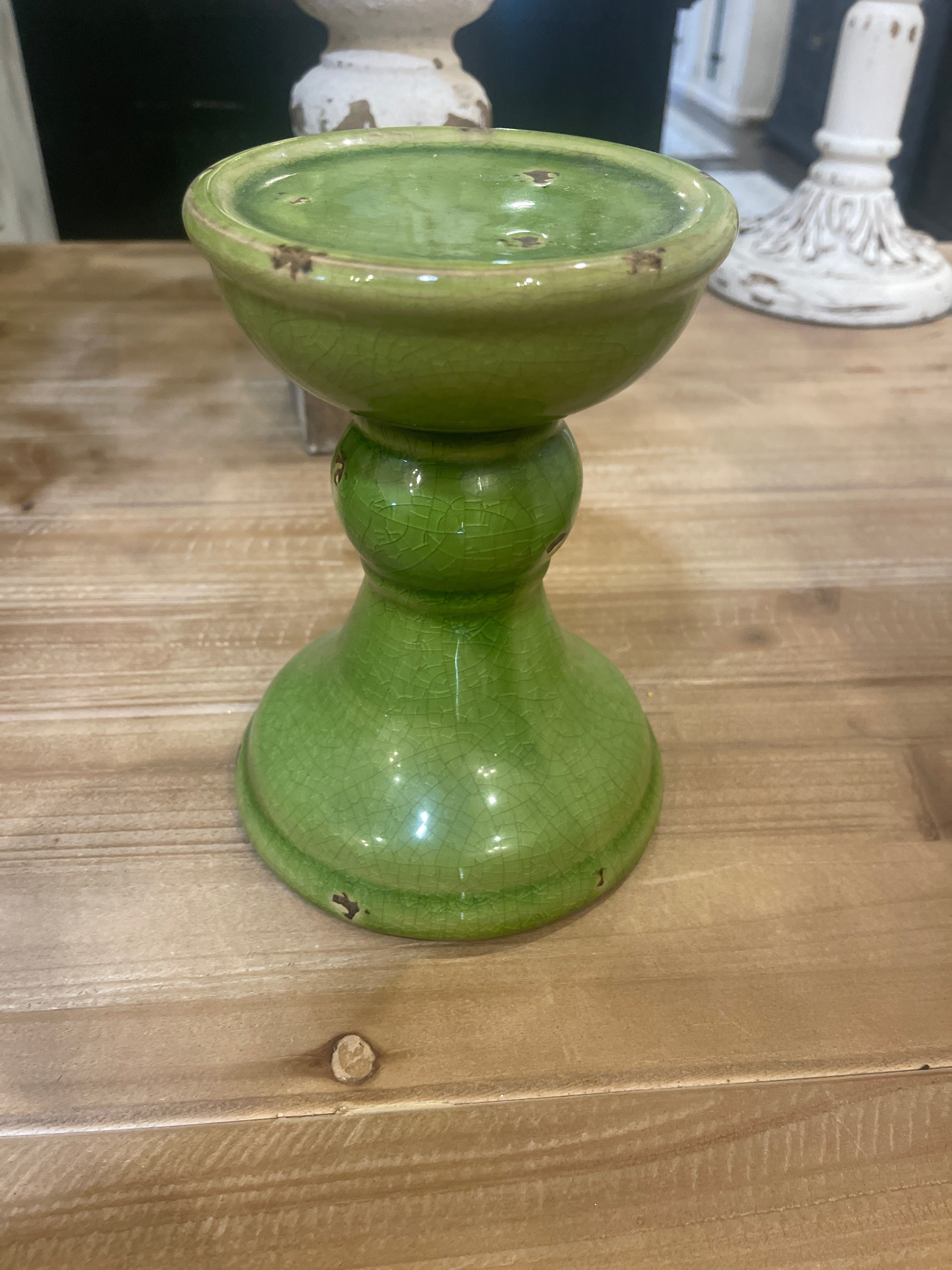 Green candle holder