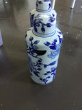 Large antique blue and white jar
