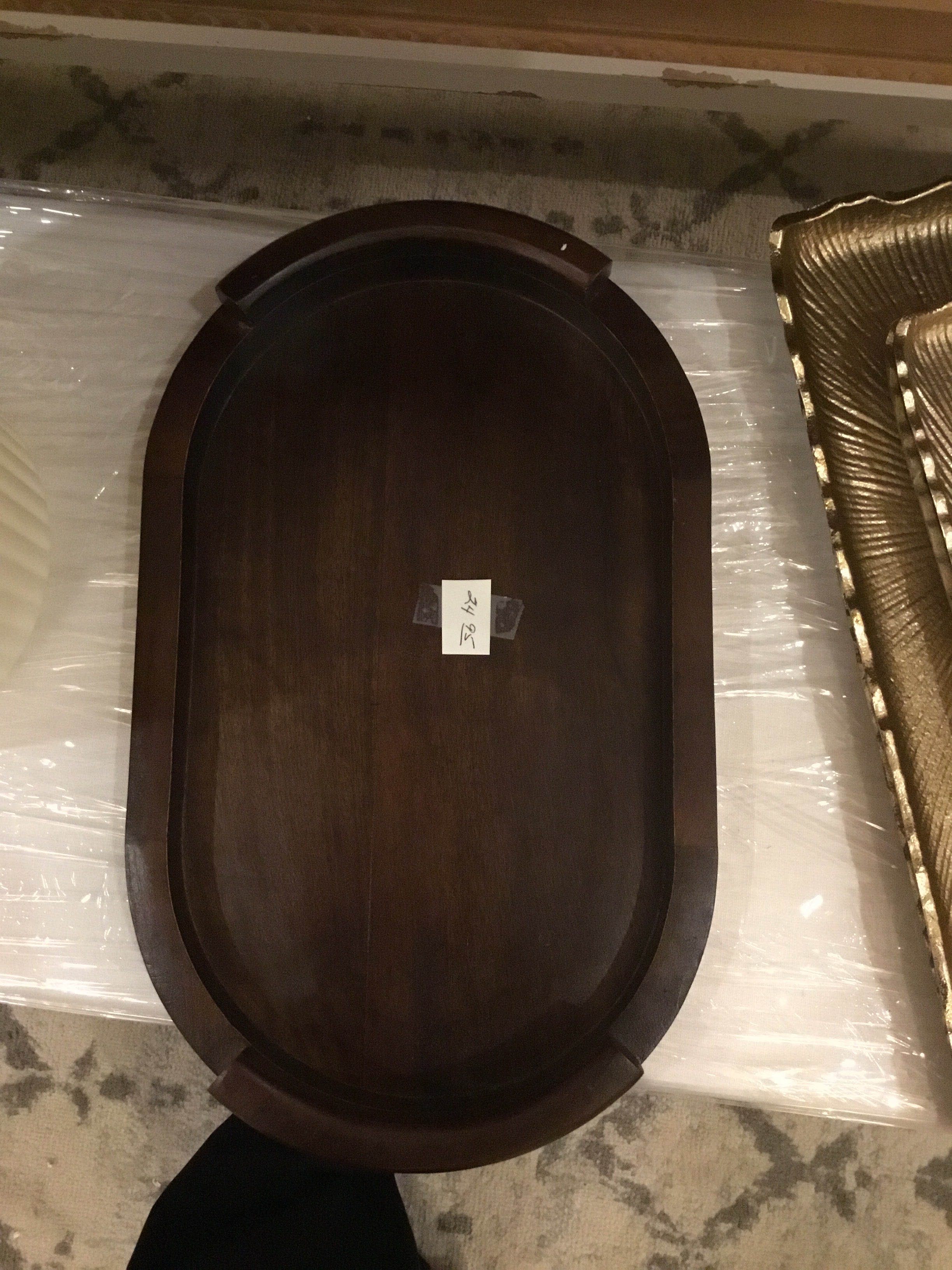 Dark Round wooden tray
